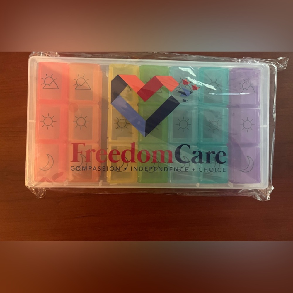 Pill Organizer. 7 Morning/Noon/Night Dividers. With label. New & Unopened.